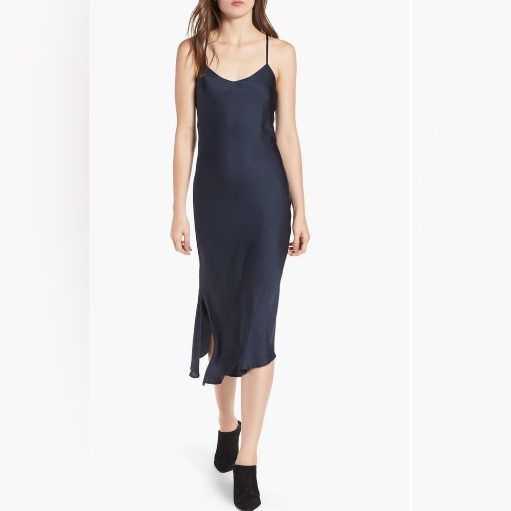 AG ADRIANO GOLDSCHMIED: Scarlett Slip Dress in Dark Navy.  Size L